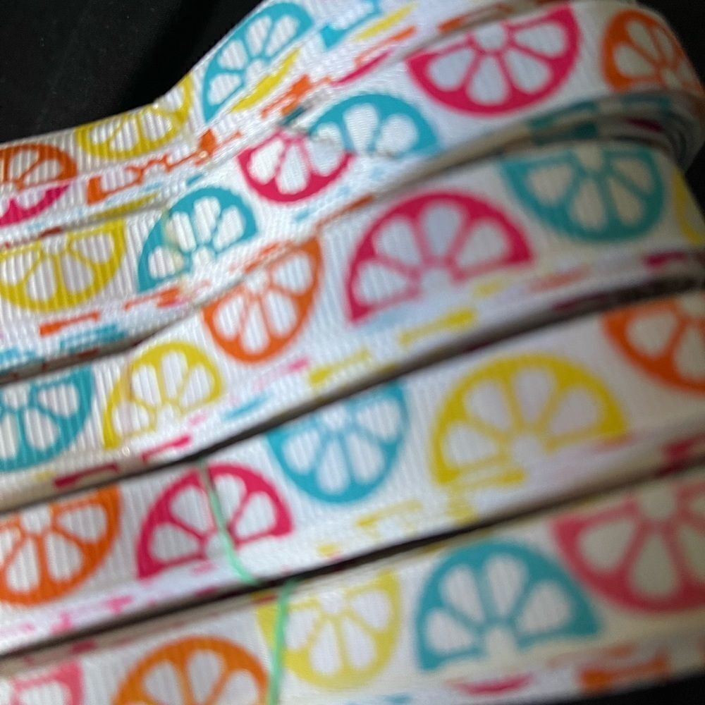 Grosgrain Ribbon 3/8” 10 yard bundle citrus fruit summer colorful shipping bows - Picture 6 of 8